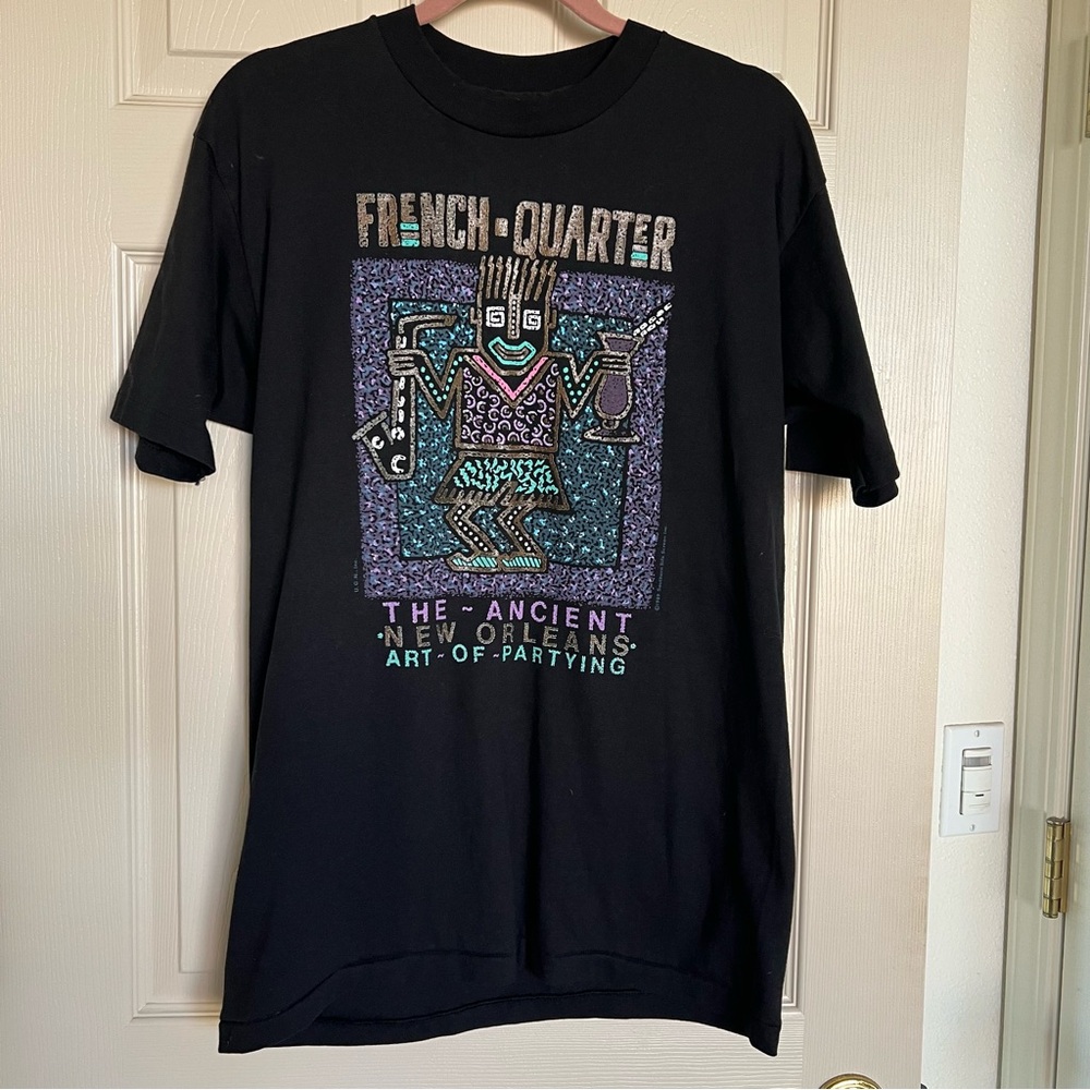 Vintage French Quarter T-Shirt -Size L- Made in USA -Single Stitch